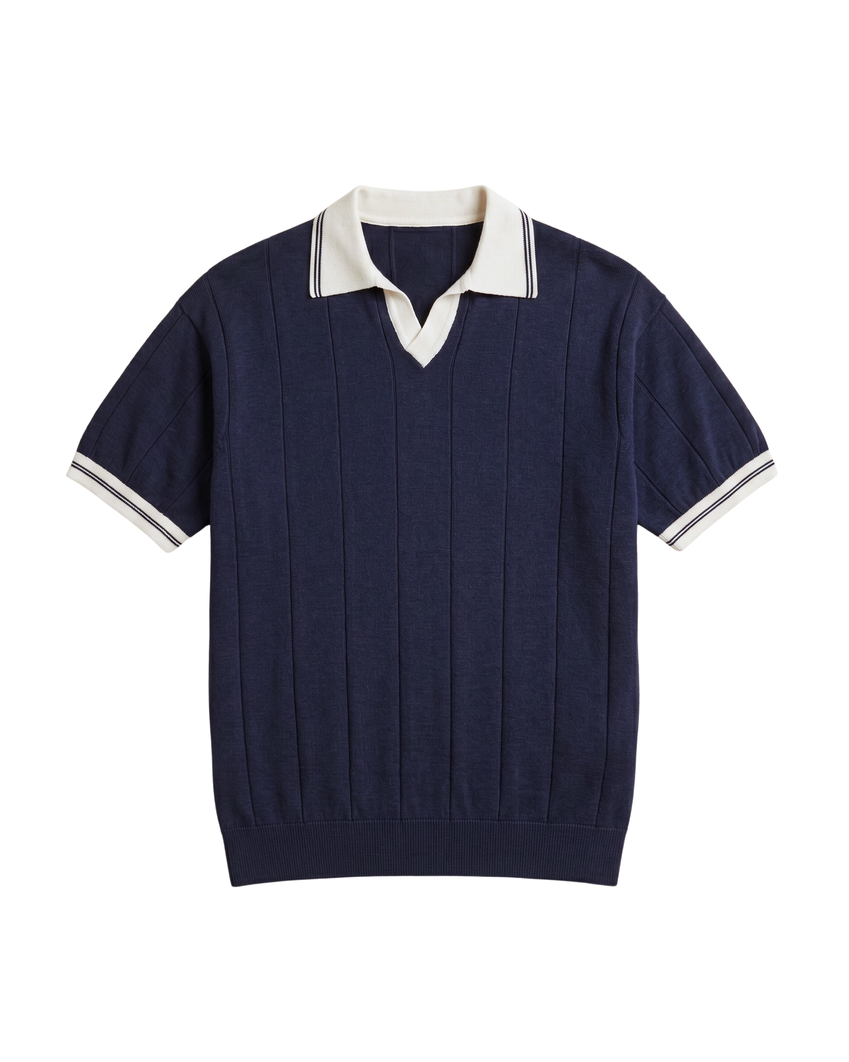Knit Striped T-Shirt - Navy
