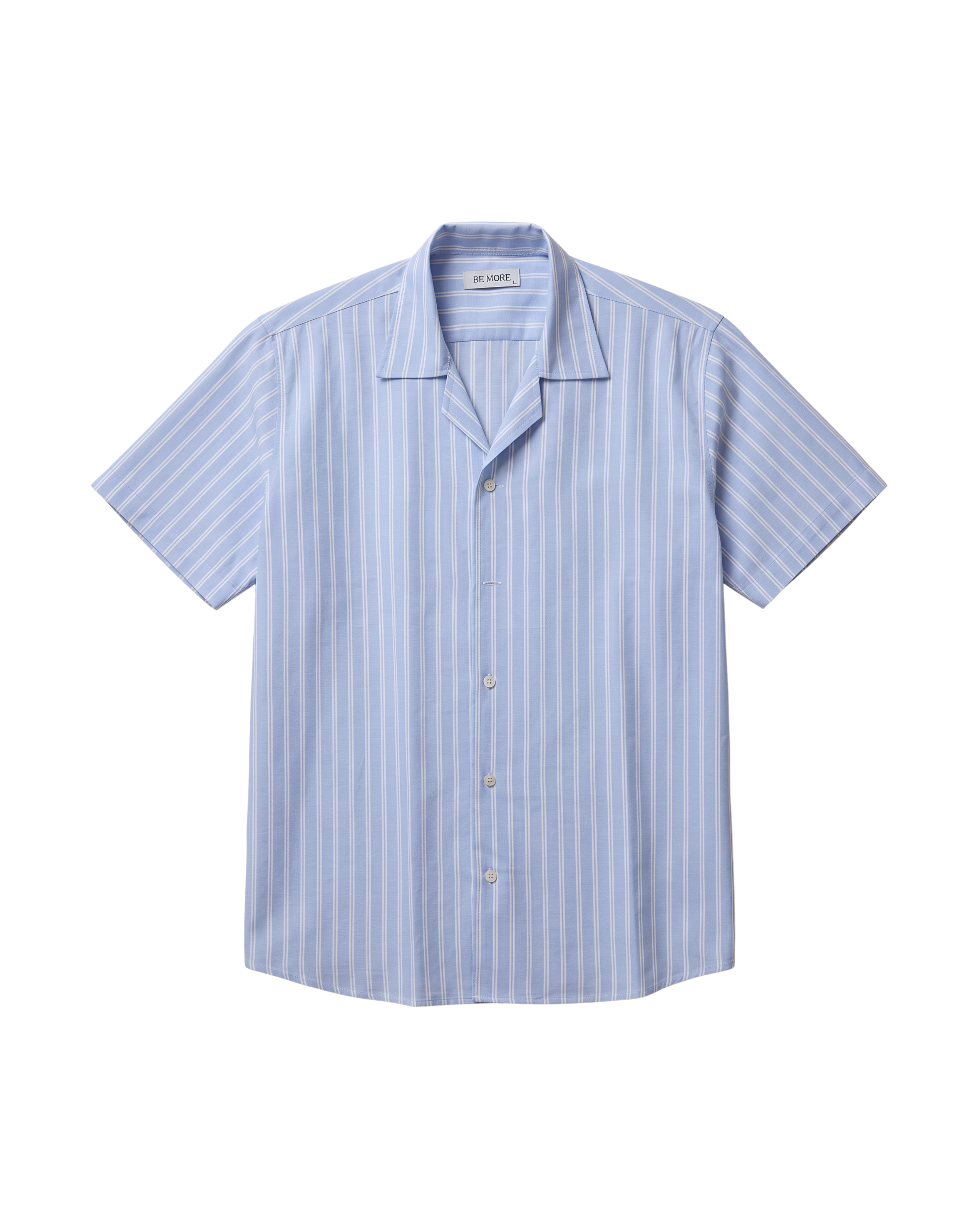 Camp Collar Striped Shirt - Baby Blue