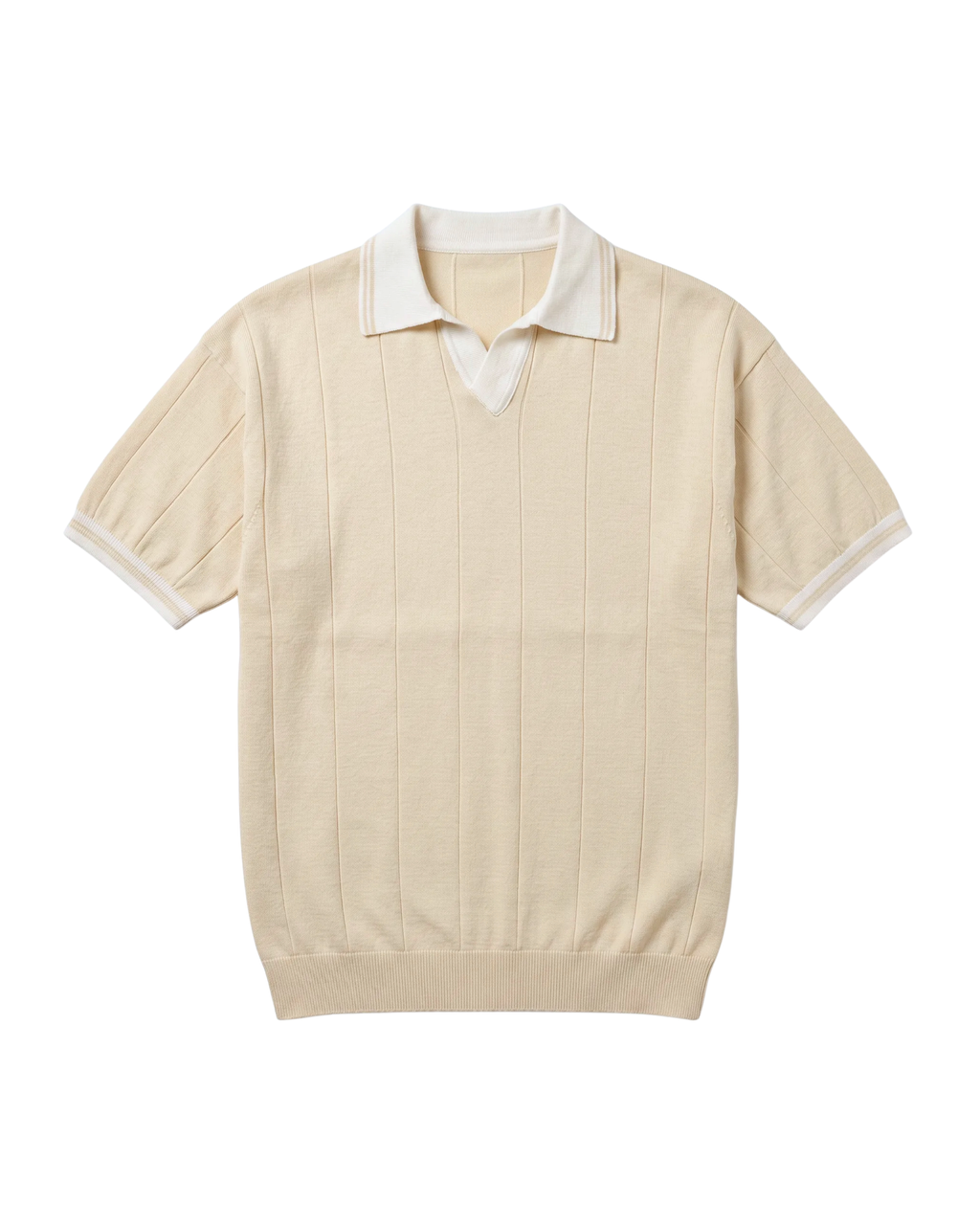 Knit Striped T-Shirt – Beige