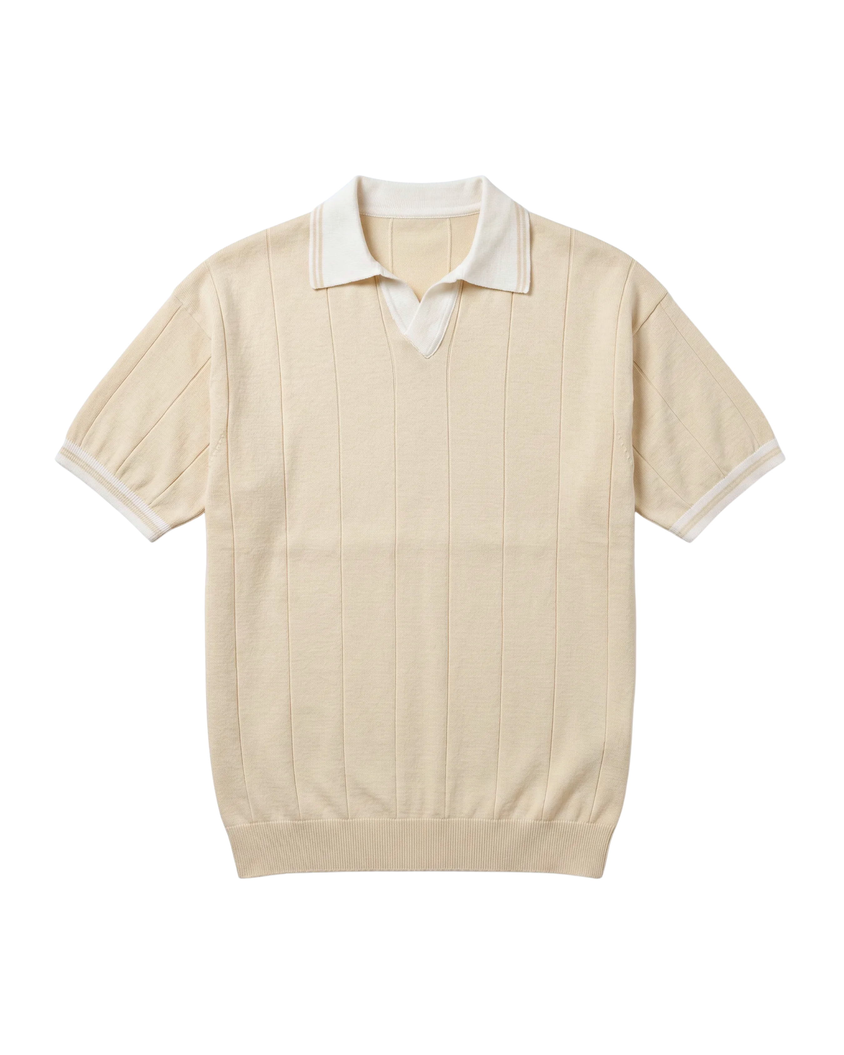 Knit Striped T-Shirt – Beige