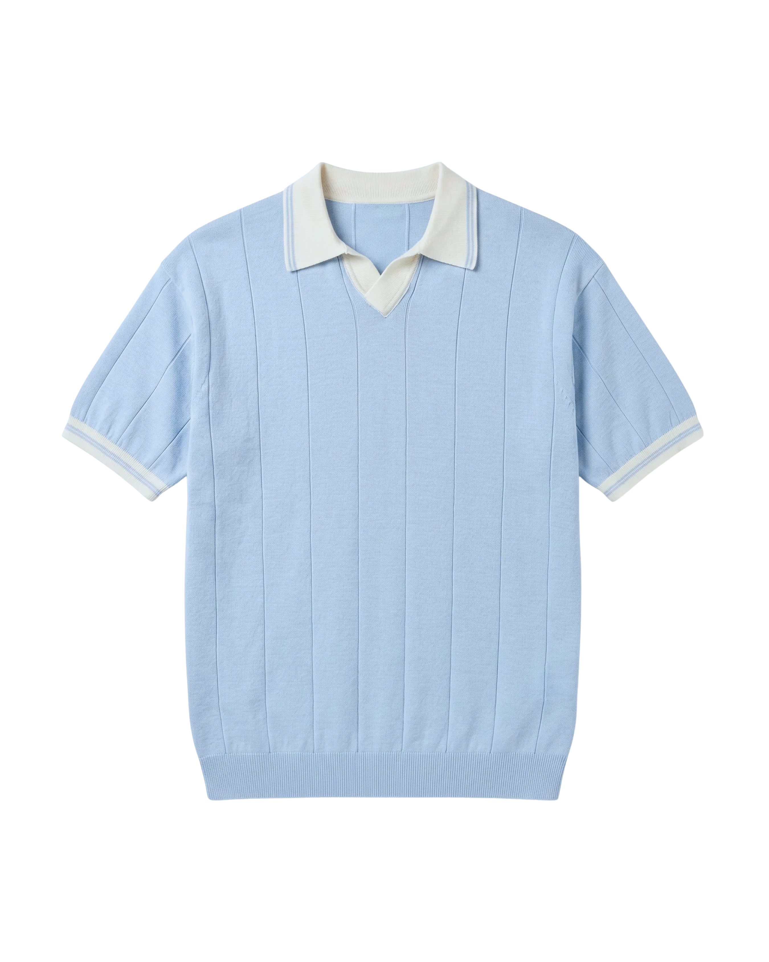 Knit Striped T-Shirt – Sky Blue