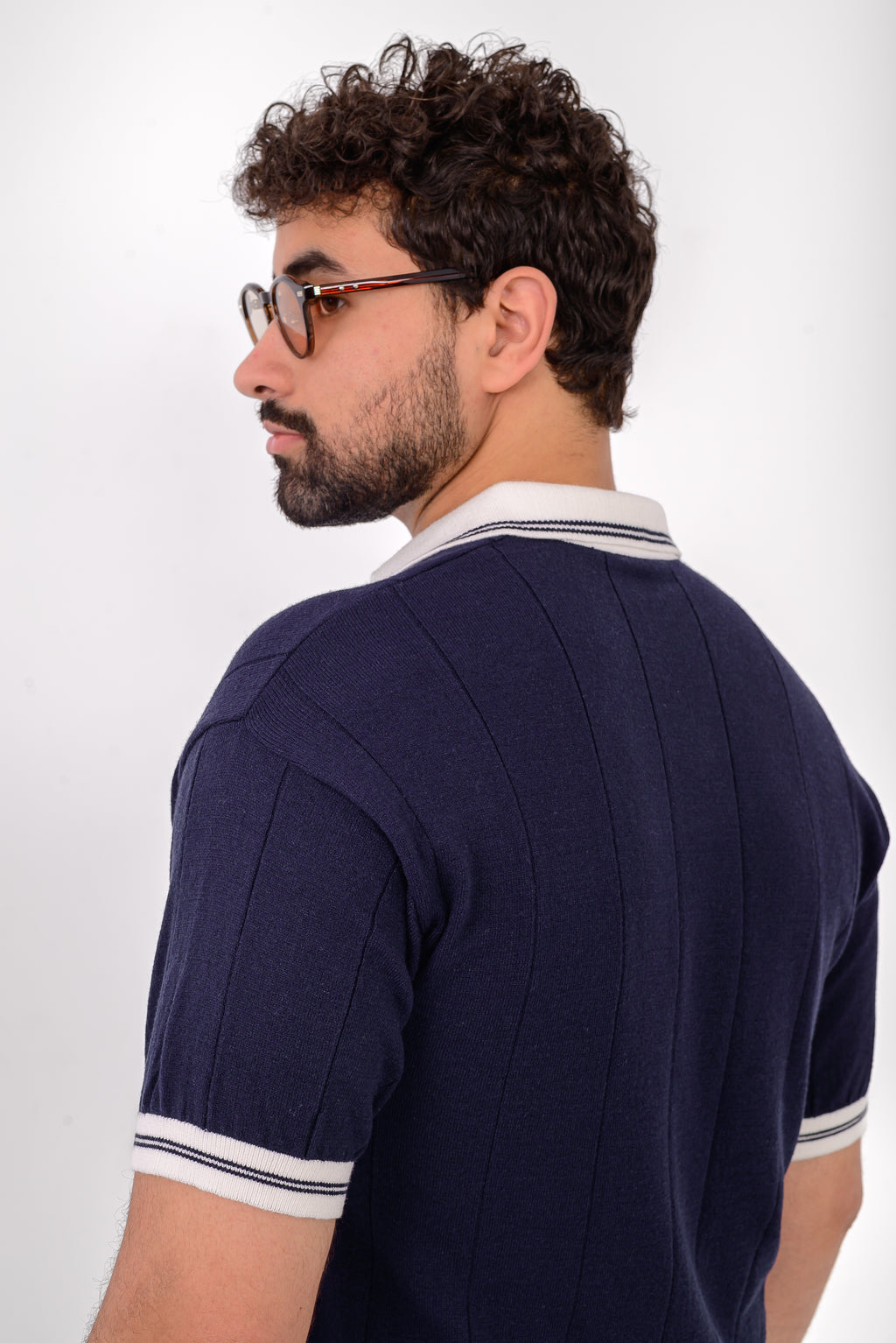 Knit Striped T-Shirt – Navy