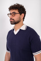 Knit Striped T-Shirt – Navy