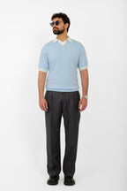 Knit Striped T-Shirt – Sky Blue