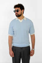 Knit Striped T-Shirt – Sky Blue