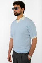 Knit Striped T-Shirt – Sky Blue