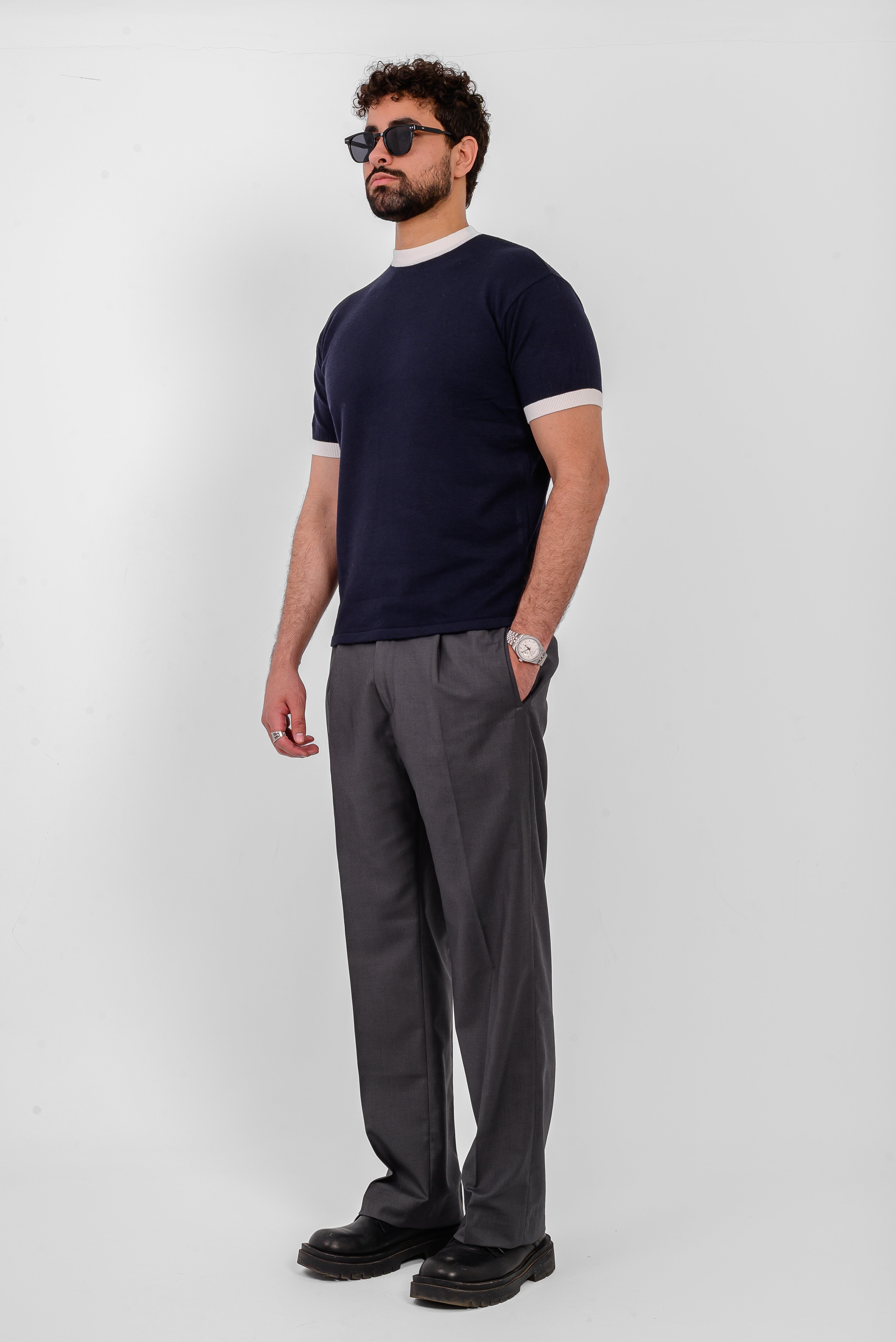 Knit Ringer T-Shirt – Navy