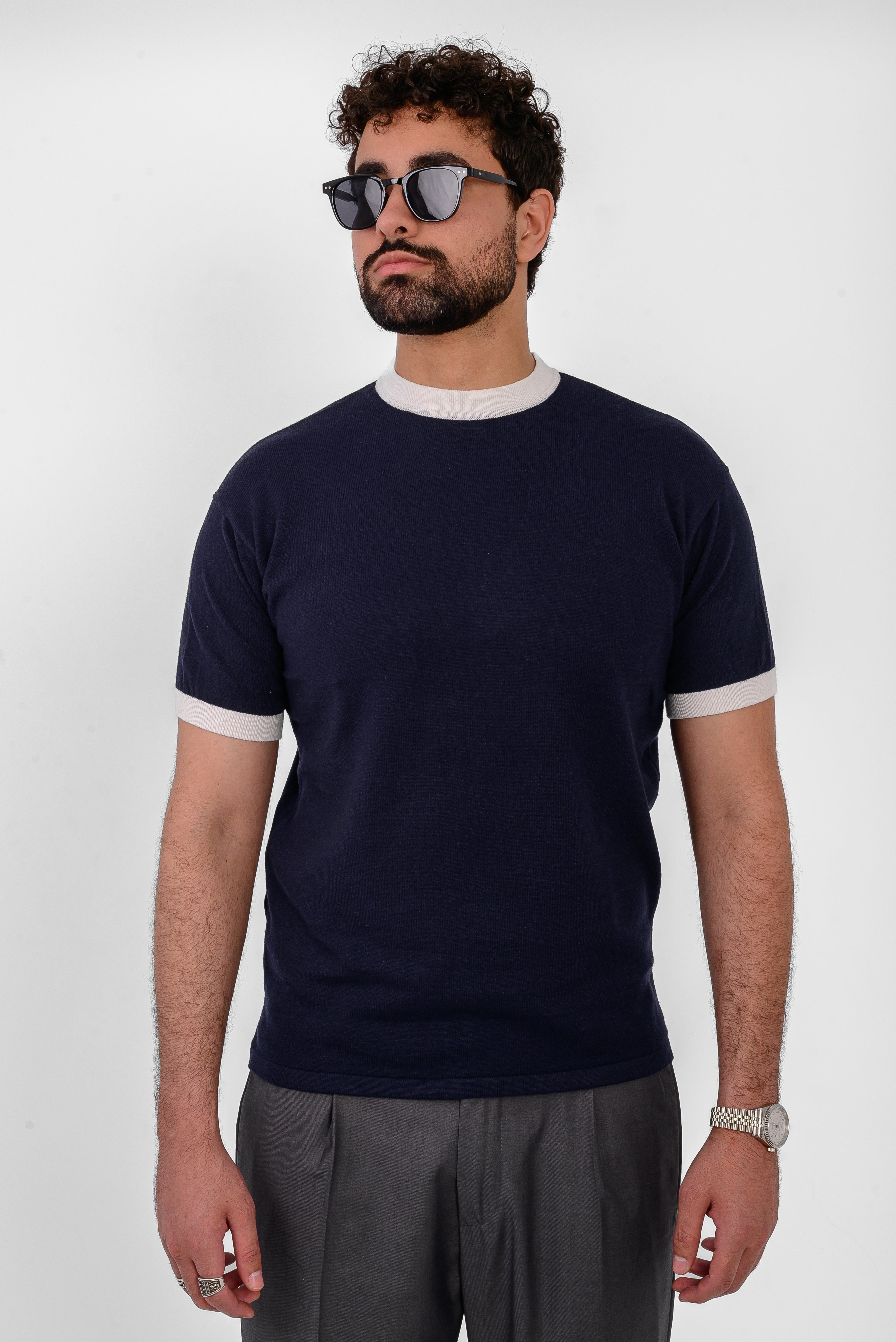 Knit Ringer T-Shirt – Navy