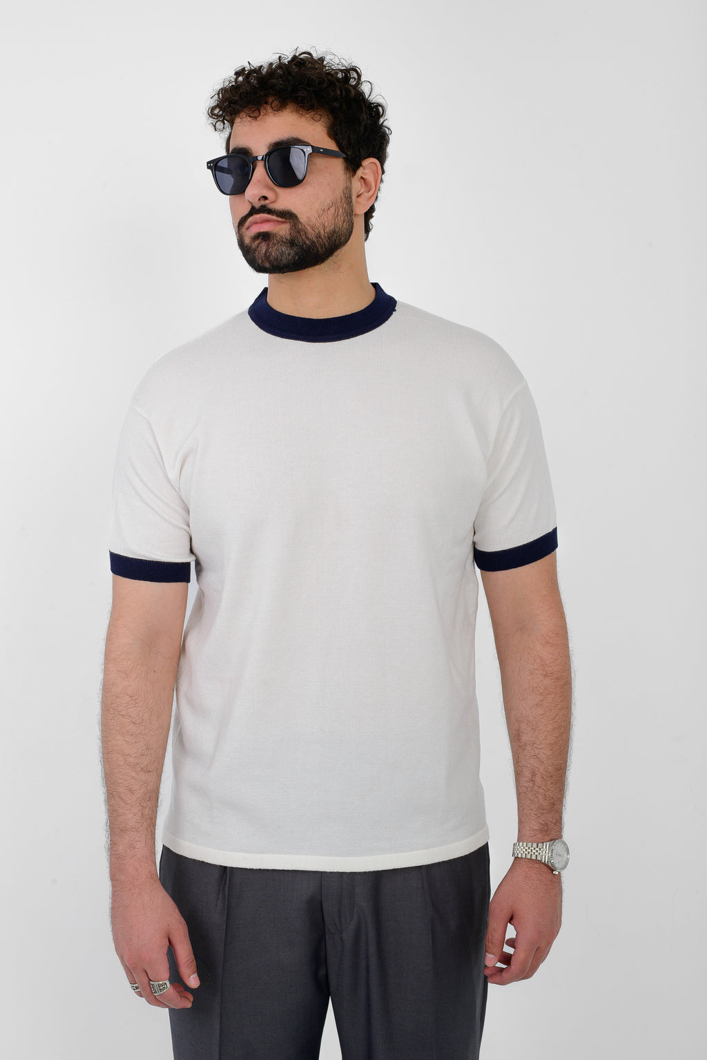 Knit Ringer T-Shirt – White
