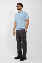 Knit Ribbed T-Shirt – Blue Sky