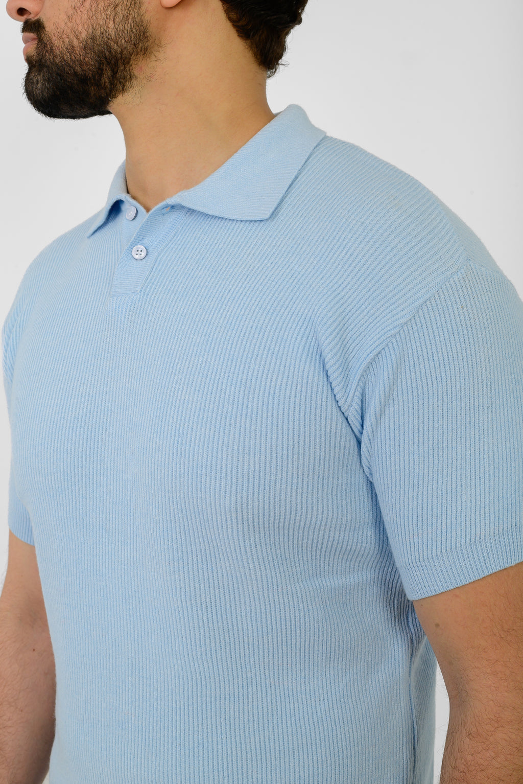 Knit Ribbed T-Shirt – Blue Sky