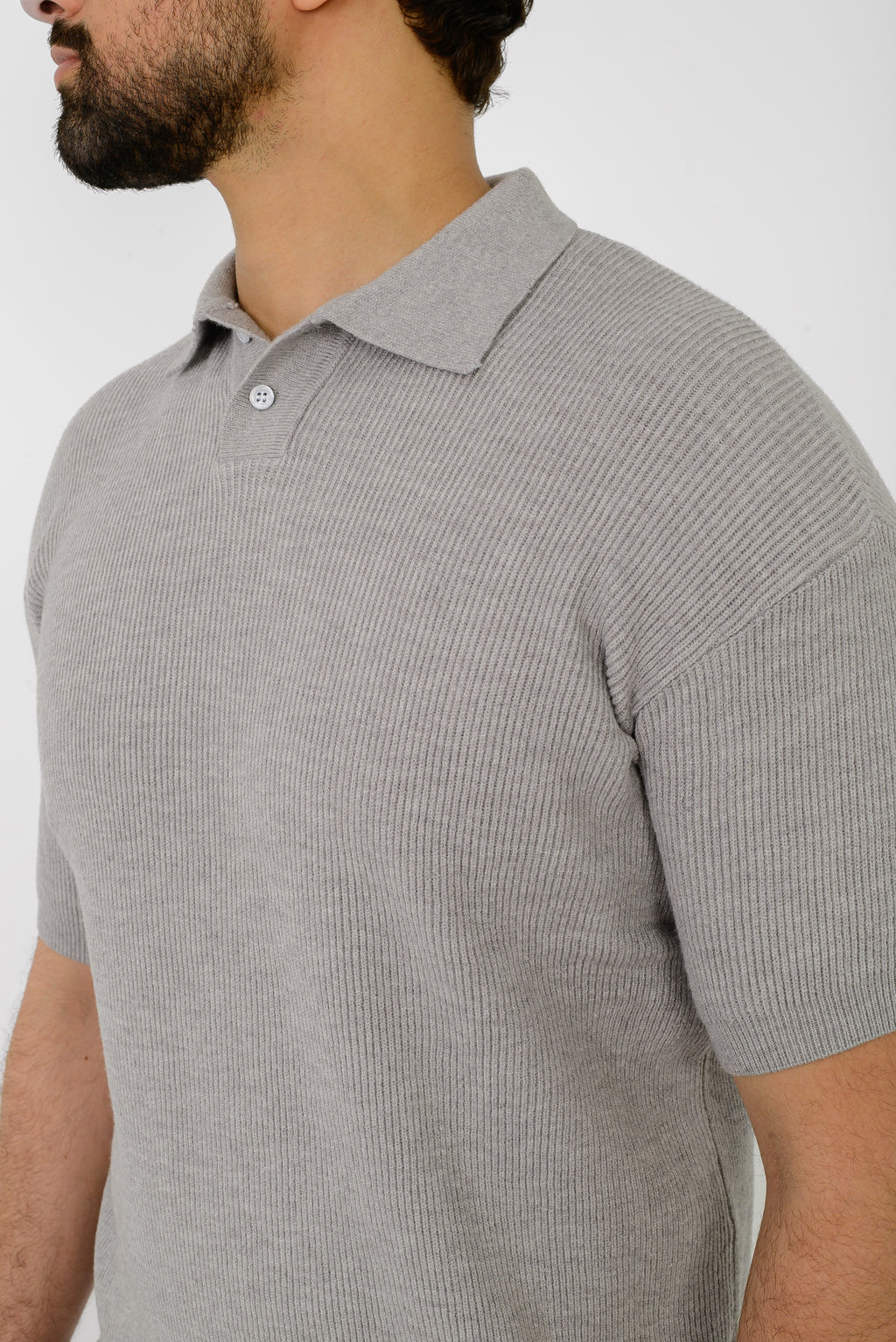 Knit Ribbed T-Shirt – Grey