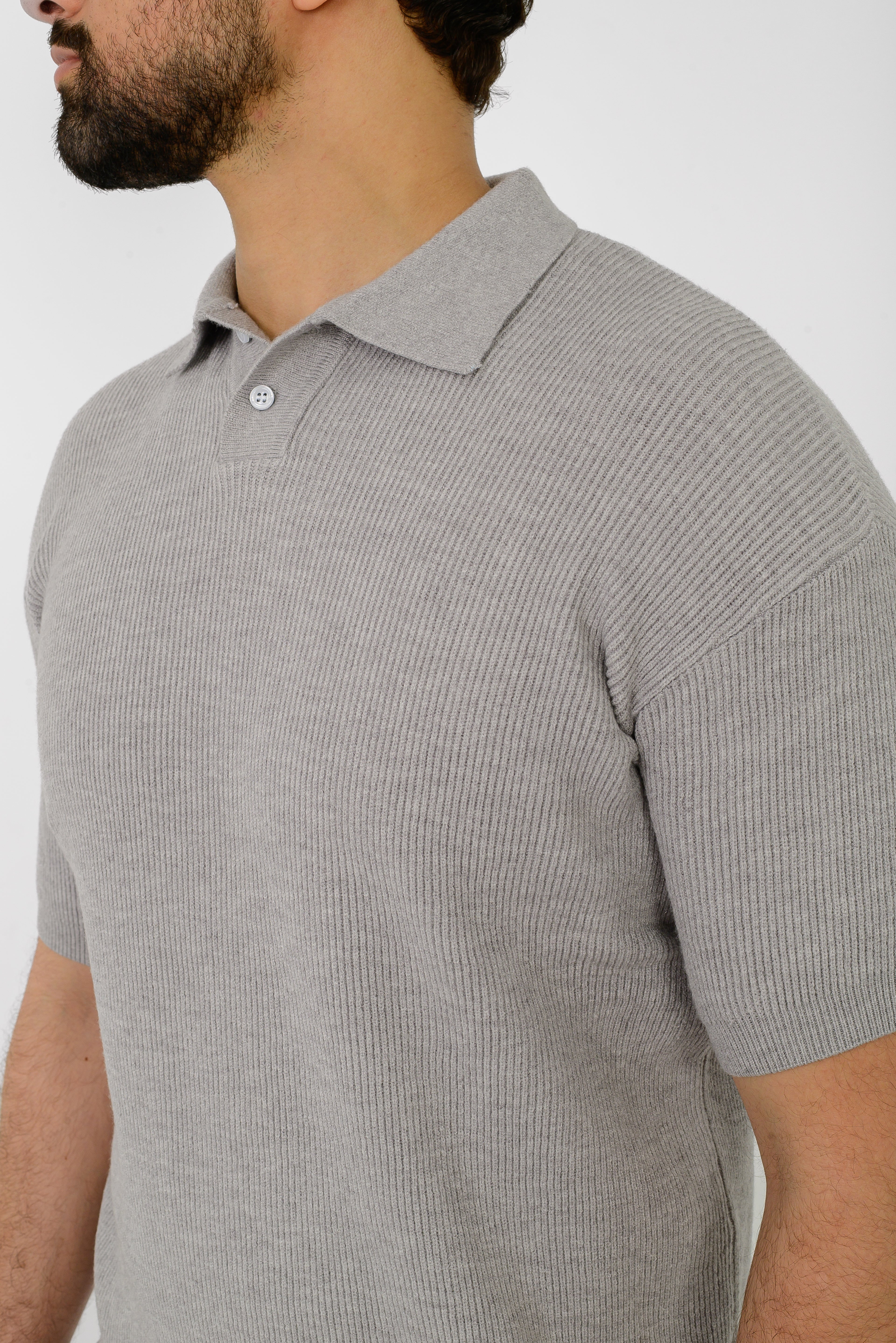 Knit Ribbed T-Shirt – Grey