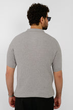 Knit Ribbed T-Shirt – Grey