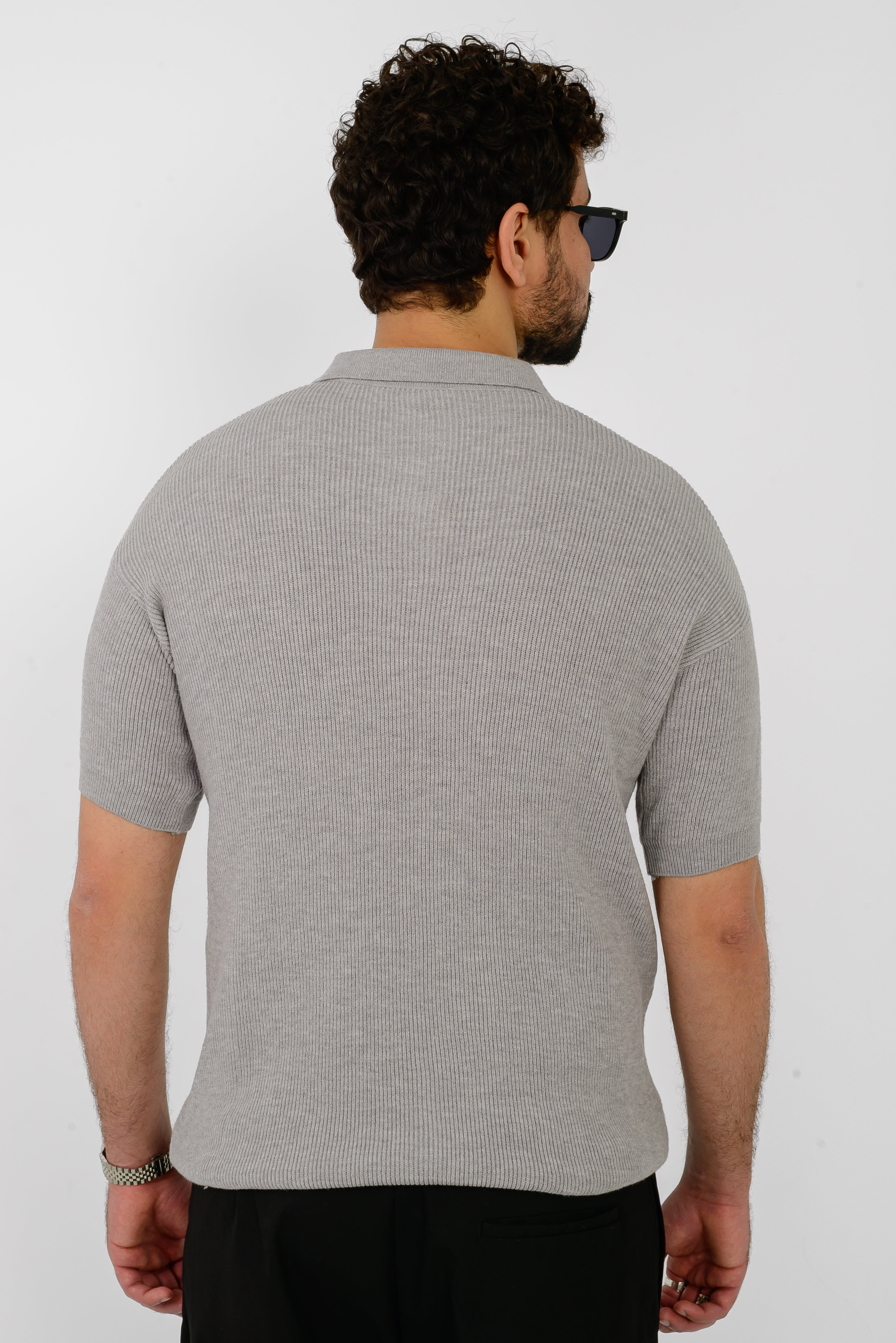 Knit Ribbed T-Shirt – Grey