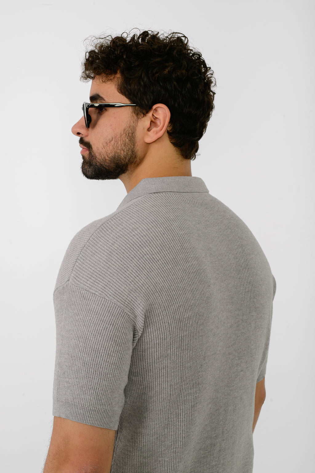 Knit Ribbed T-Shirt – Grey