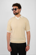 Knit Striped T-Shirt – Beige