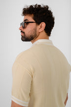 Knit Striped T-Shirt – Beige