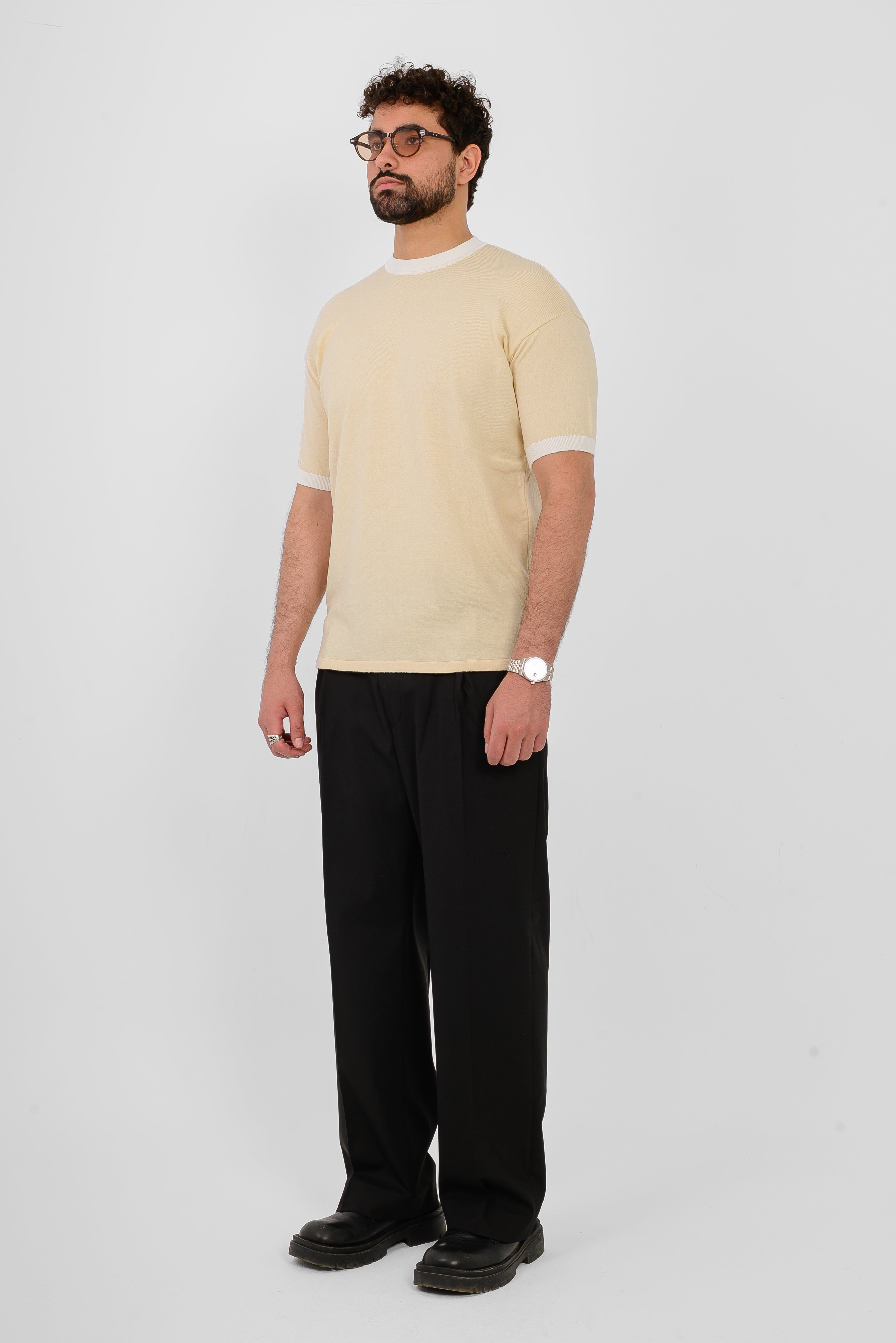 Knit Ringer T-Shirt – Beige