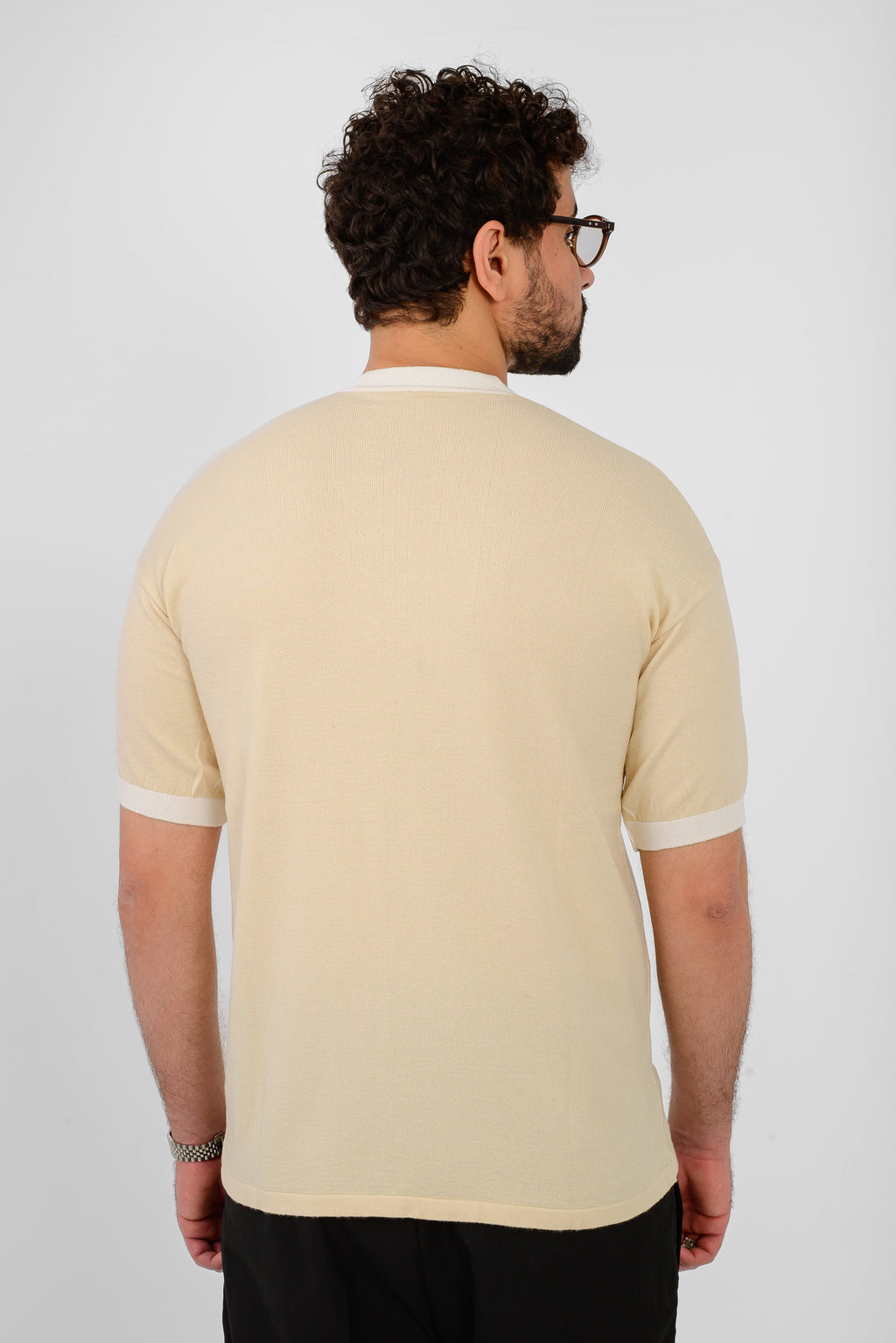 Knit Ringer T-Shirt – Beige