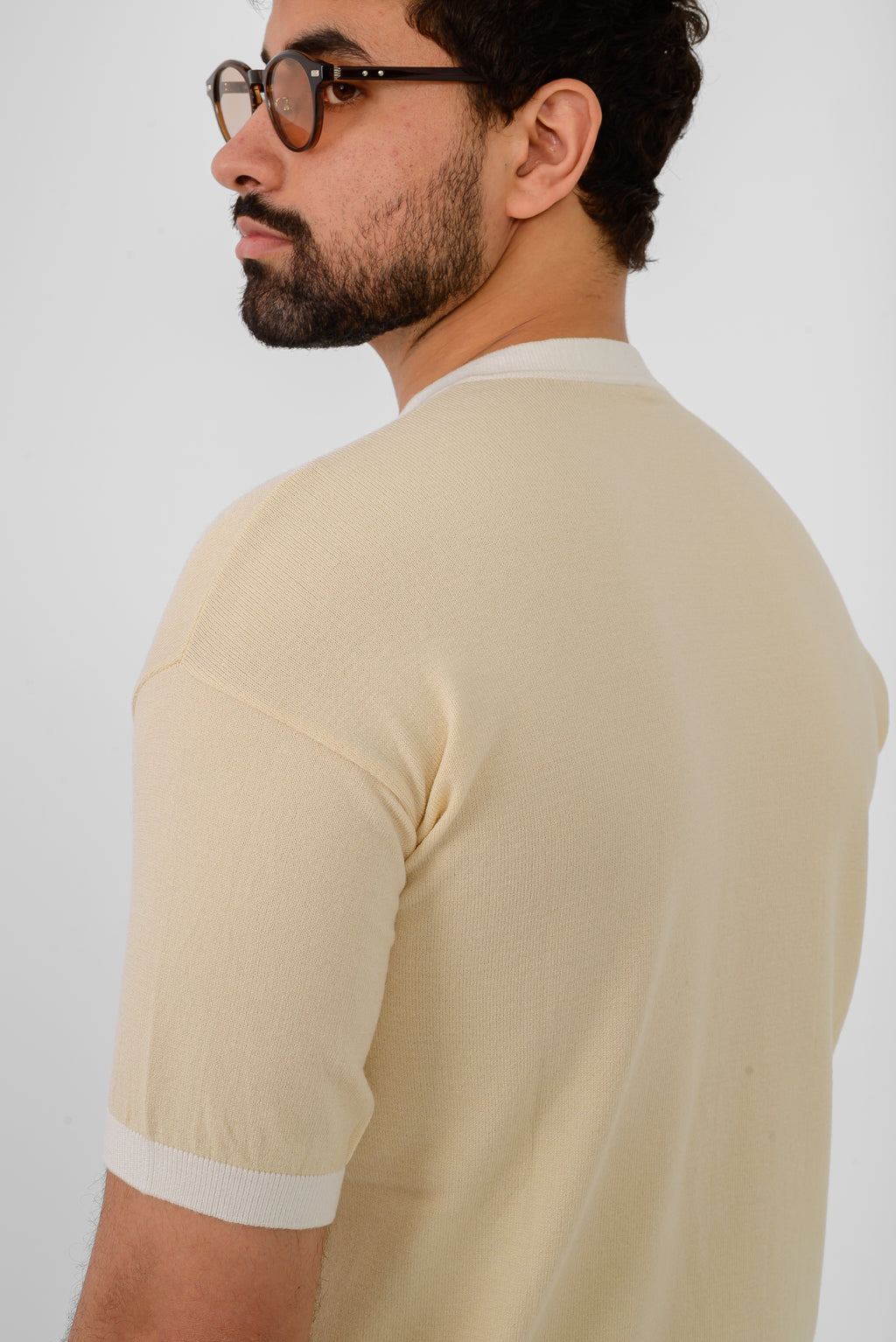Knit Ringer T-Shirt – Beige