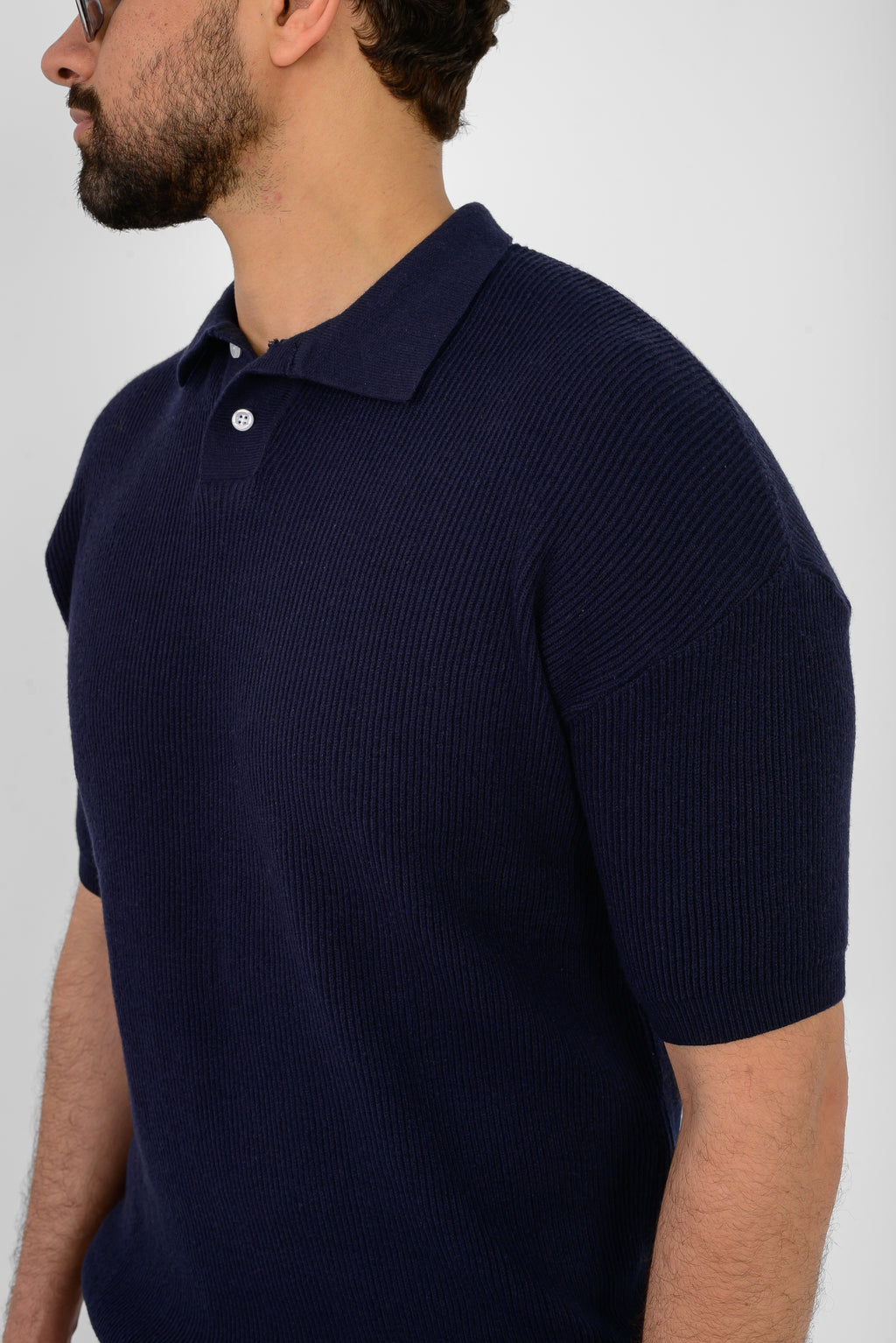 Knit Ribbed T-Shirt – Navy