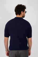 Knit Ribbed T-Shirt – Navy