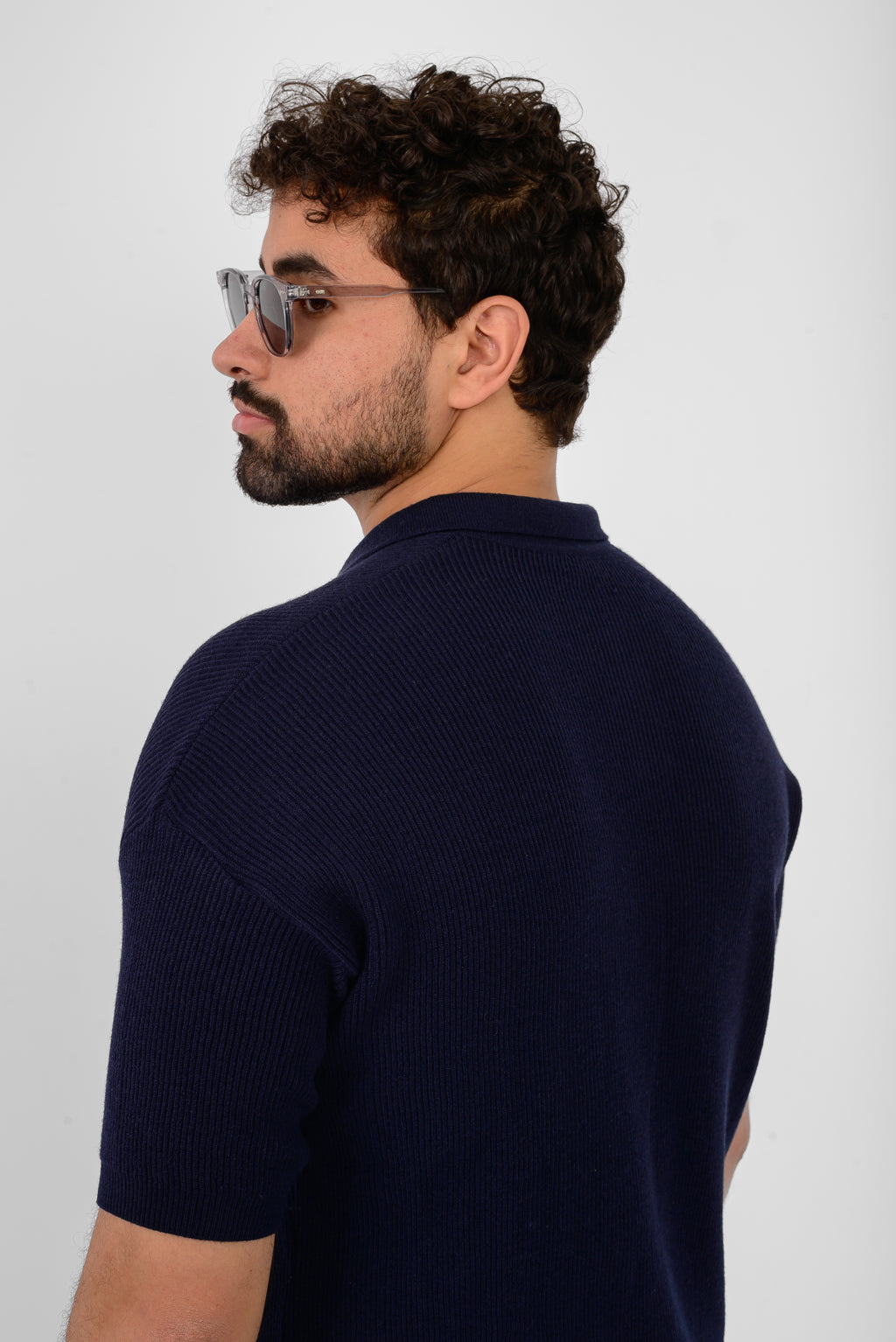 Knit Ribbed T-Shirt – Navy