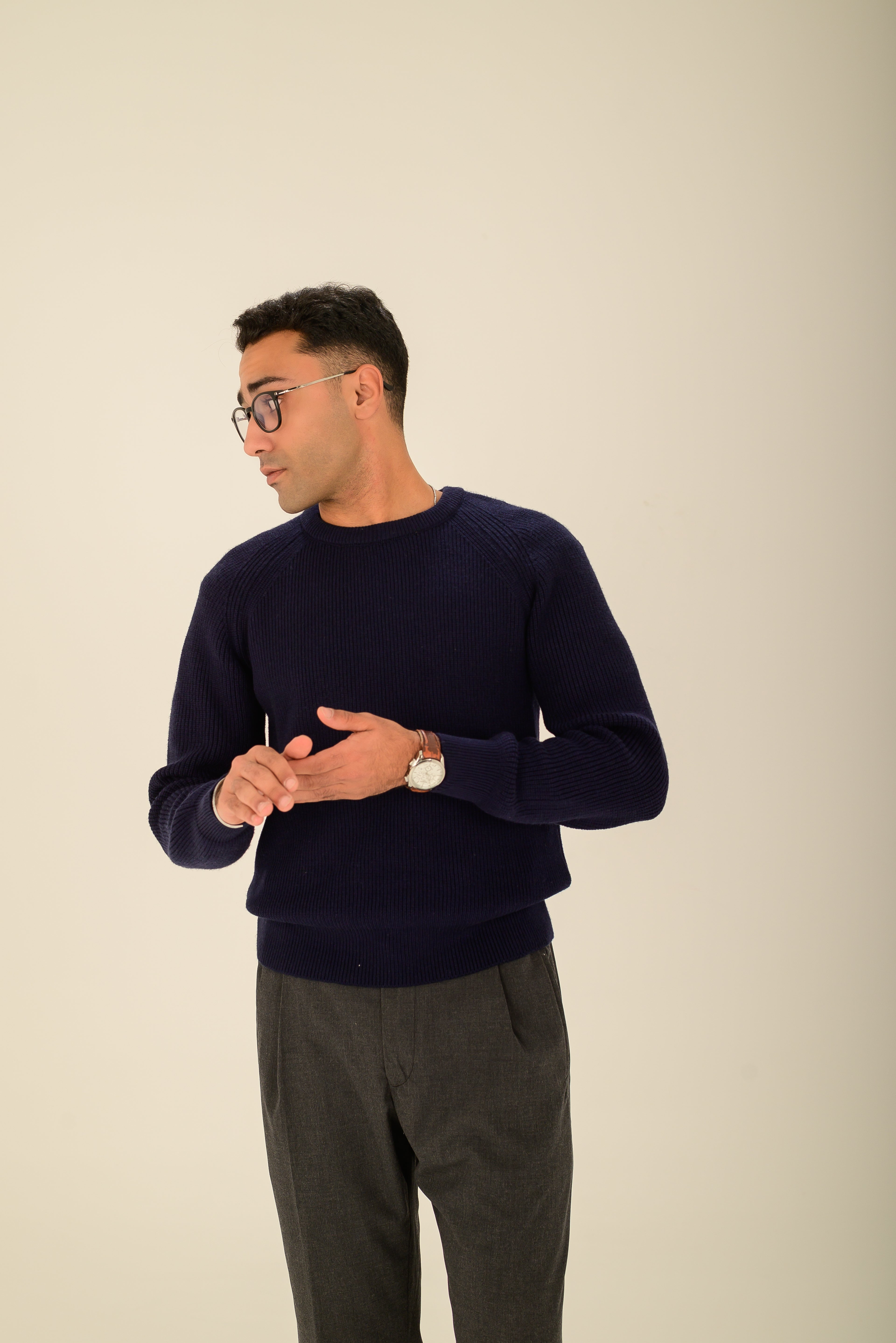 Ribbed Sweater – Dark Navy