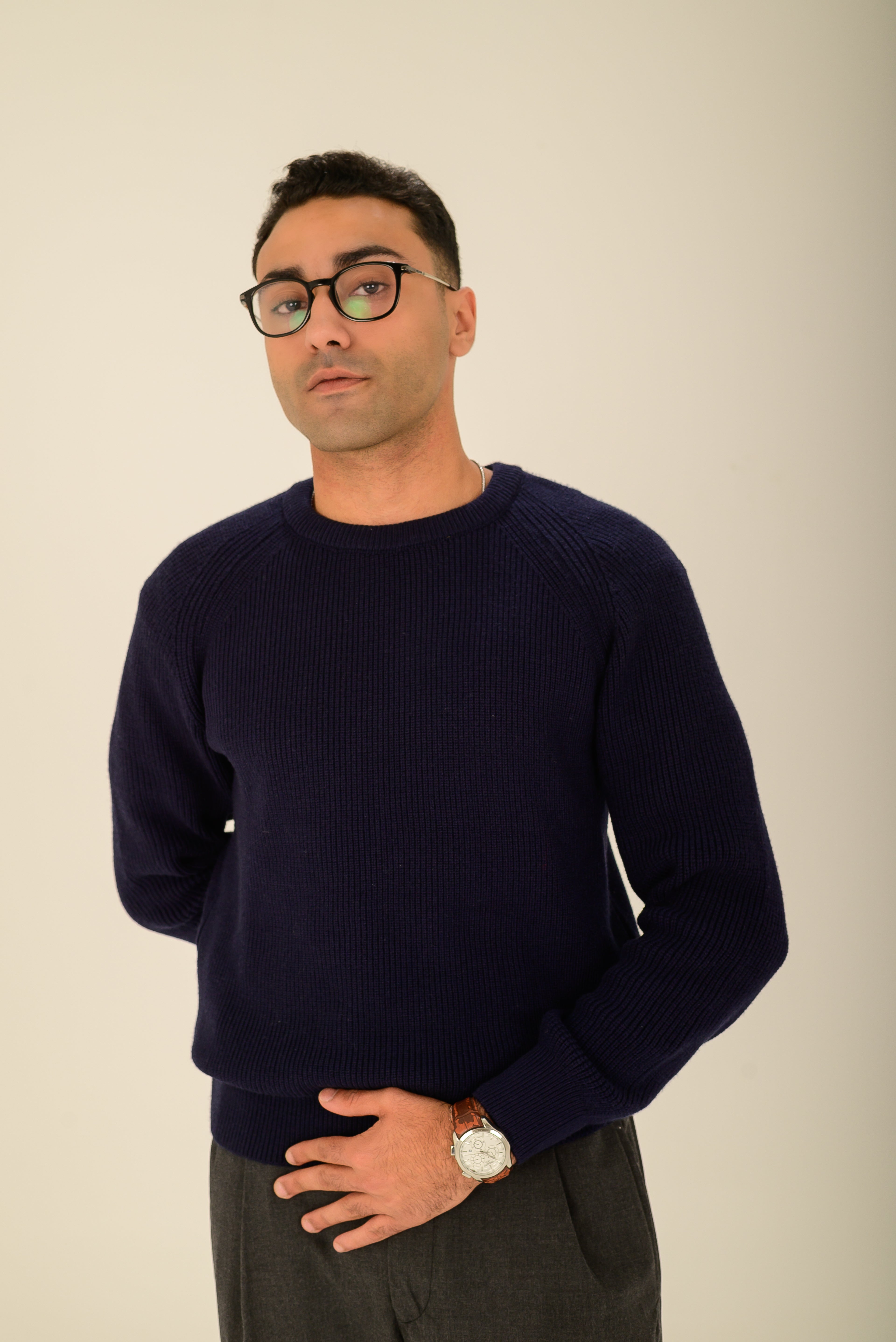 Ribbed Sweater – Dark Navy