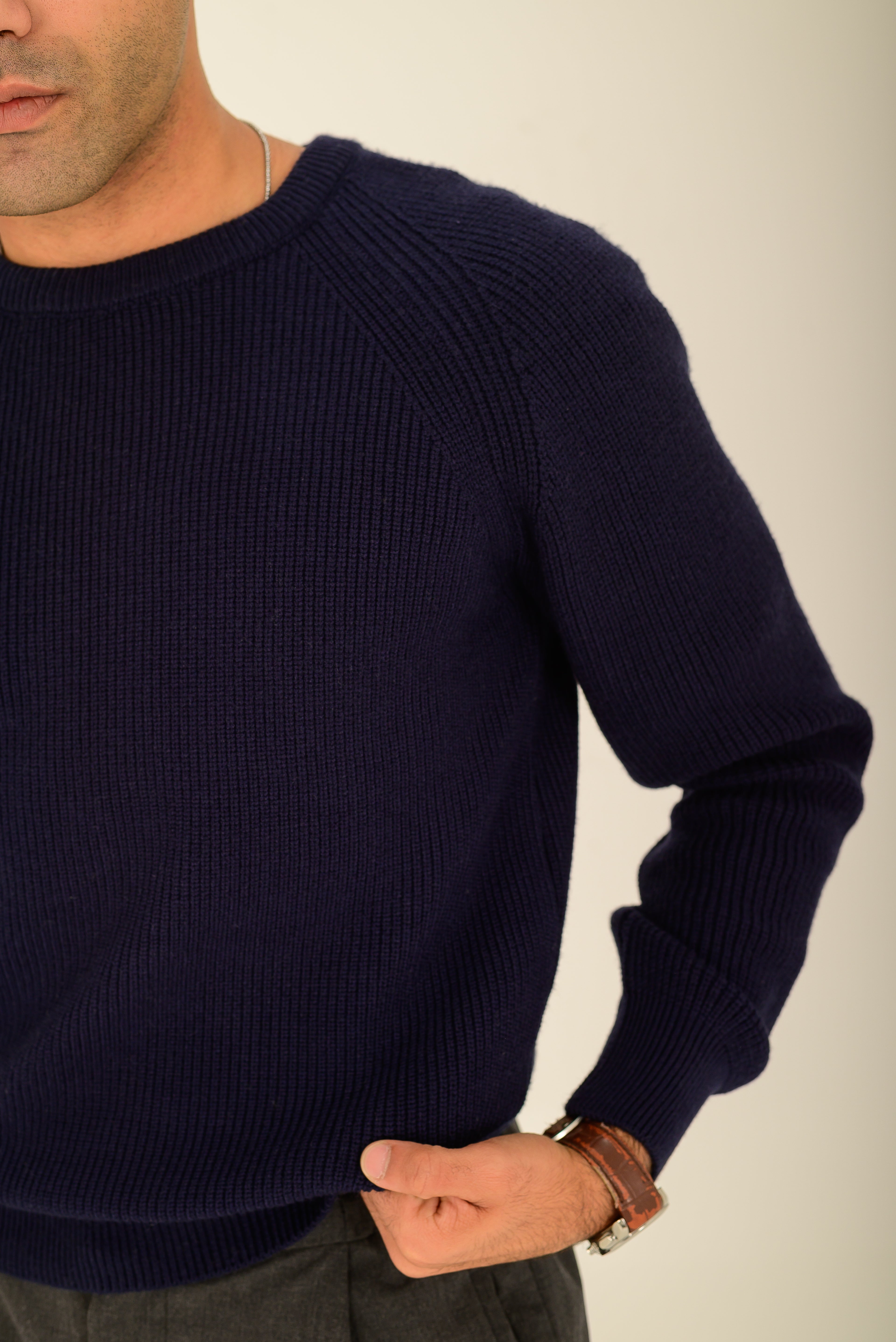 Ribbed Sweater – Dark Navy