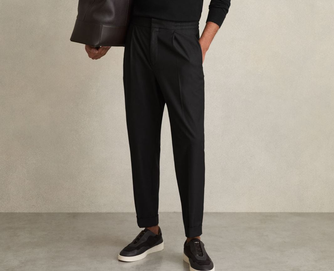 Relaxed-Fit Pleated Tapered Trousers