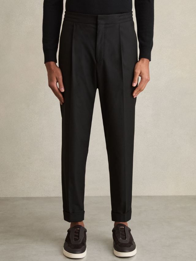 Relaxed-Fit Pleated Tapered Trousers