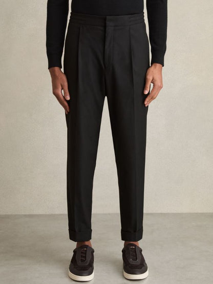 Relaxed-Fit Pleated Tapered Trousers